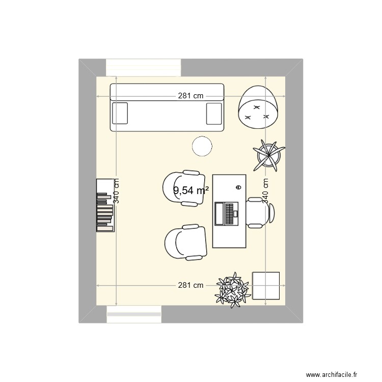 salle consultation. Plan de 1 pièce et 10 m2