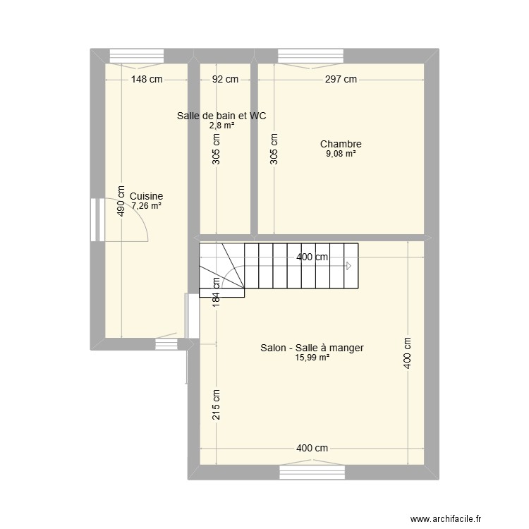 plan sol. Plan de 4 pièces et 35 m2