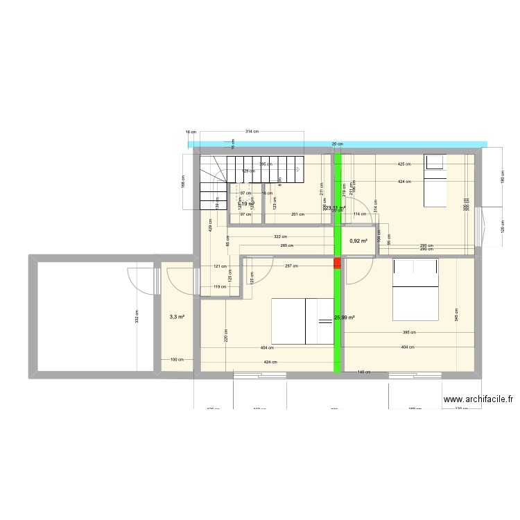 modification rdc 1. Plan de 5 pièces et 55 m2