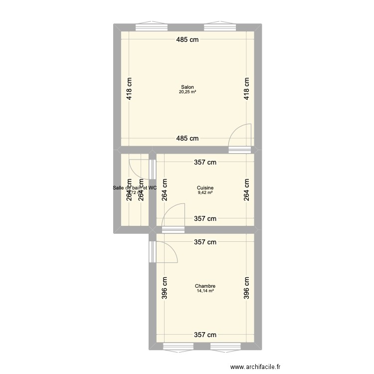 Brou. Plan de 4 pièces et 47 m2