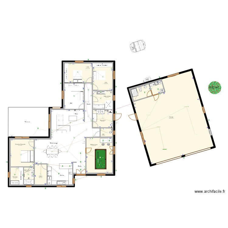 Maison Lucas avec garage 25 dec. Plan de 12 pièces et 224 m2