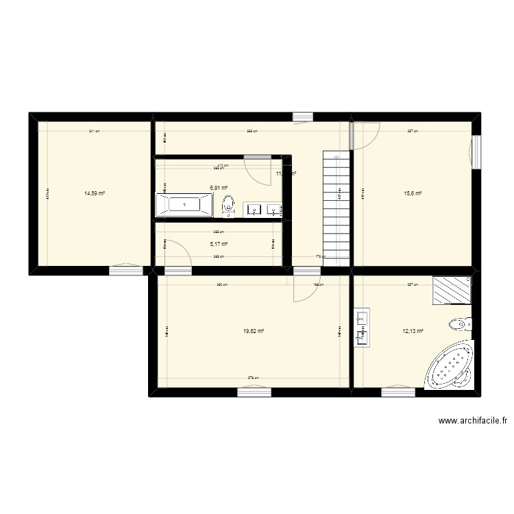 Etage. Plan de 7 pièces et 86 m2