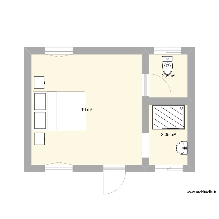 MON BUNGALOW. Plan de 3 pièces et 21 m2