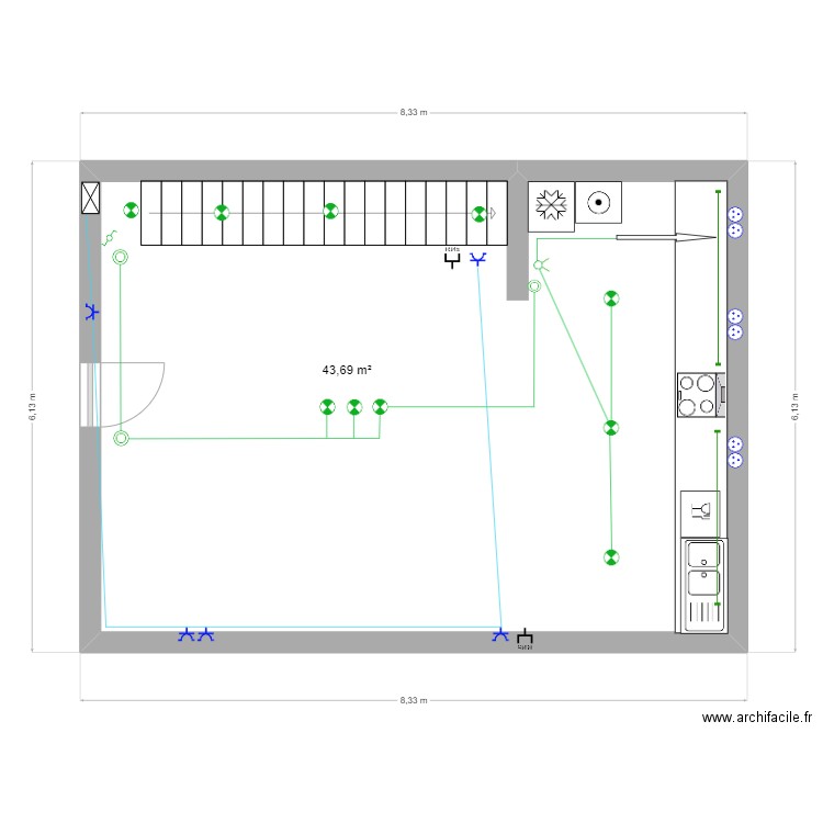 JULIE. Plan de 1 pièce et 44 m2