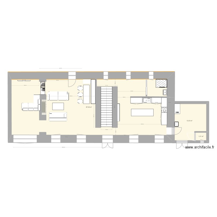 Rdc 021224. Plan de 3 pièces et 110 m2