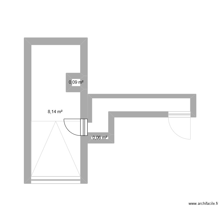 garage escalier. Plan de 3 pièces et 8 m2