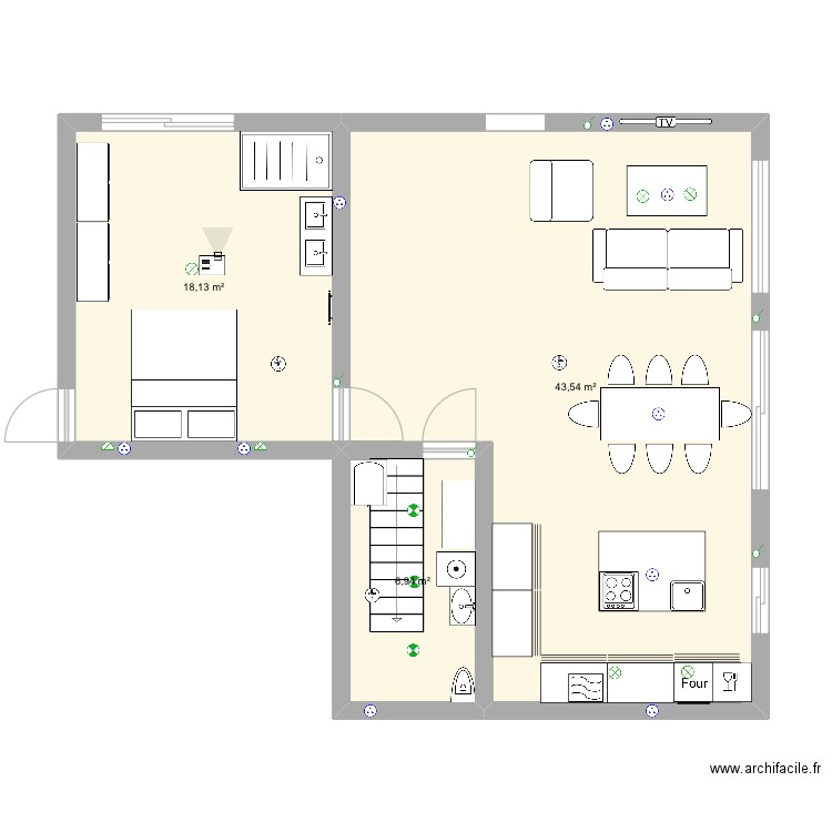 Maison. Plan de 9 pièces et 118 m2