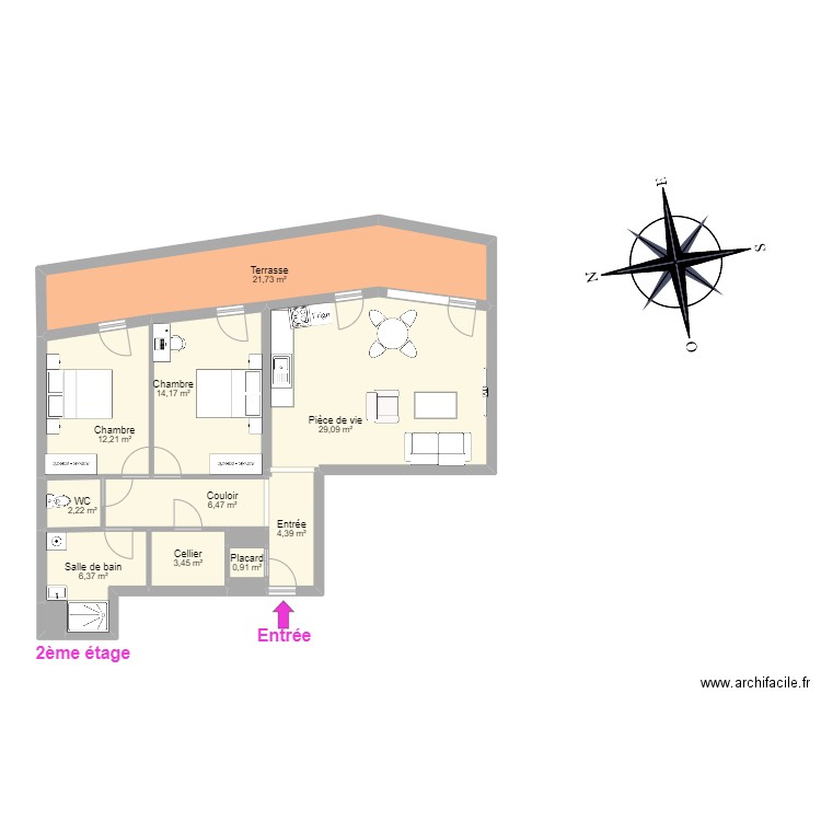 EIFFAGE F3 BALCON. Plan de 13 pièces et 102 m2