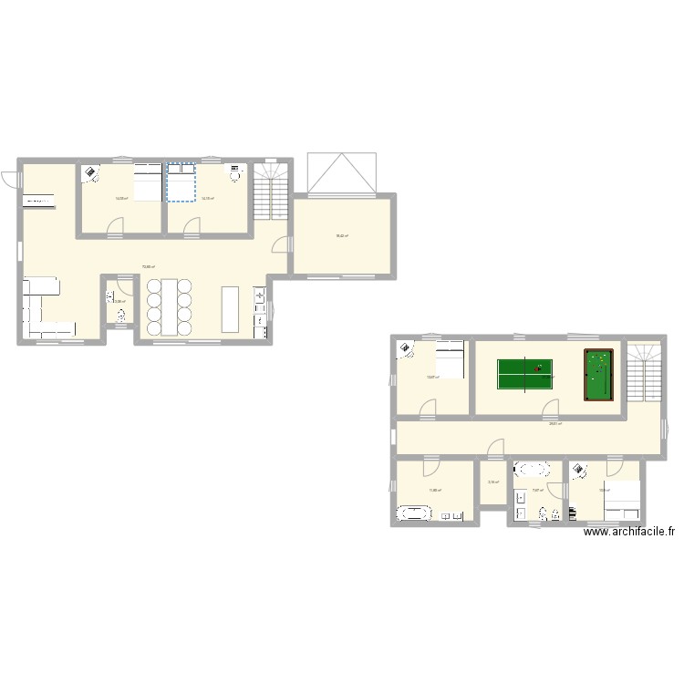 español. Plan de 12 pièces et 227 m2