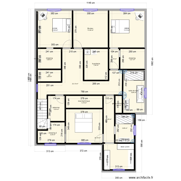 FLEVILLE HBC ETAGE . Plan de 19 pièces et 145 m2