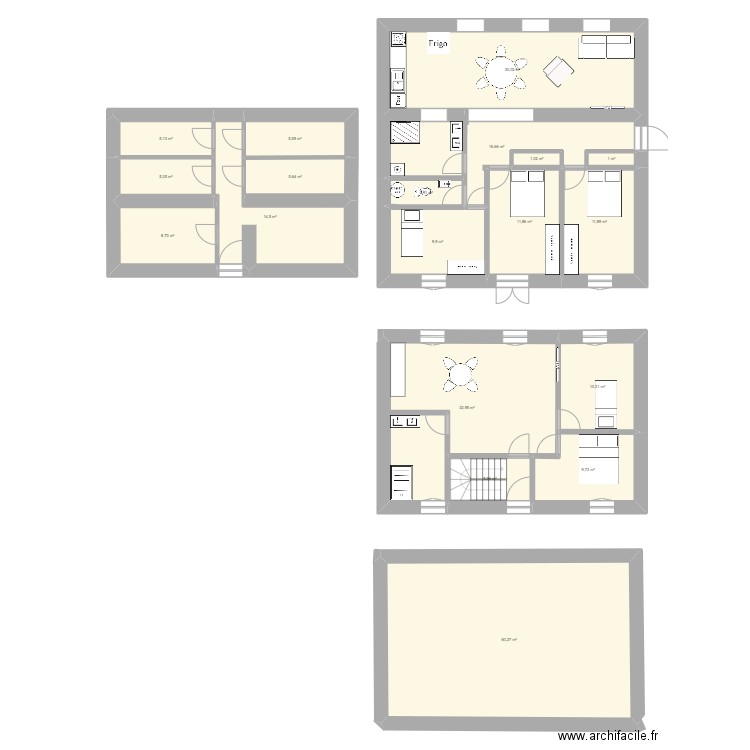 29 les. Plan de 19 pièces et 249 m2