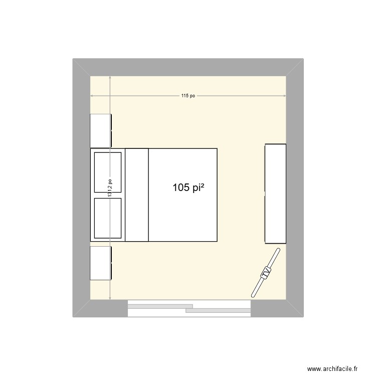 lucille Bayard. Plan de 1 pièce et 10 m2