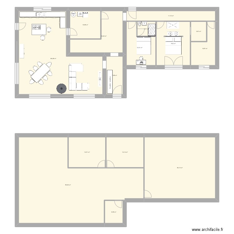 Maison. Plan de 15 pièces et 340 m2