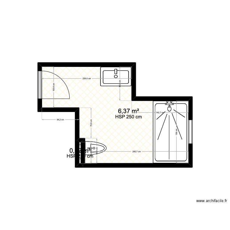 PLAN NINO. Plan de 2 pièces et 6 m2