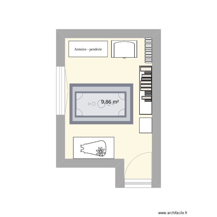 chambre bébé. Plan de 1 pièce et 10 m2