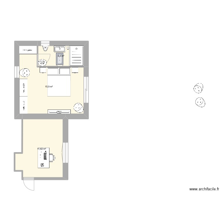 projet sylvi 25. Plan de 3 pièces et 32 m2