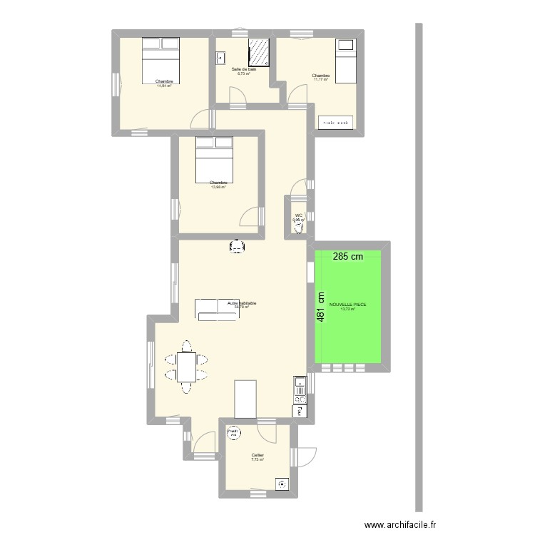 maison. Plan de 8 pièces et 126 m2