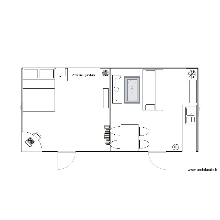 maison. Plan de 2 pièces et 30 m2