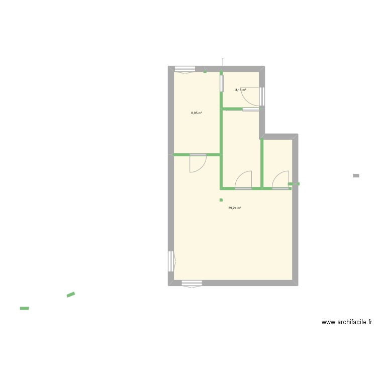 Rufi cab. Plan de 3 pièces et 51 m2