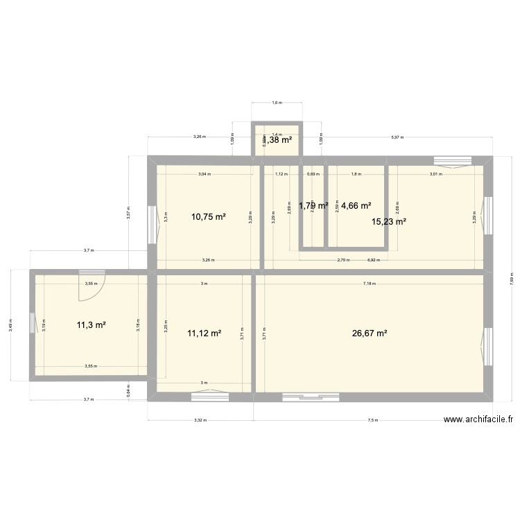 maison herm. Plan de 8 pièces et 83 m2