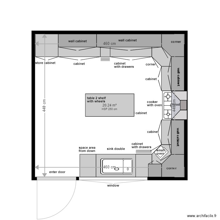 F&R. Plan de 1 pièce et 20 m2