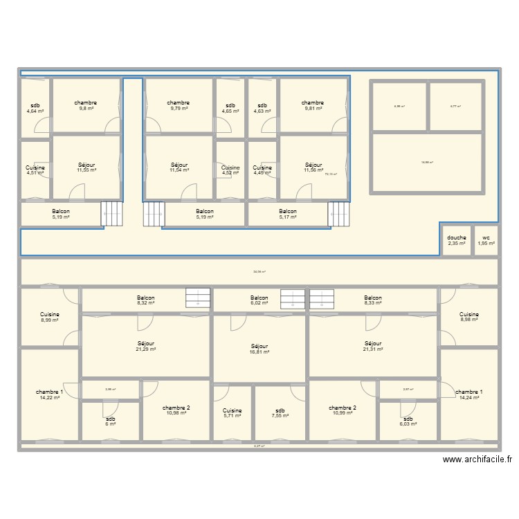 MPAKA 120 BB4. Plan de 41 pièces et 472 m2