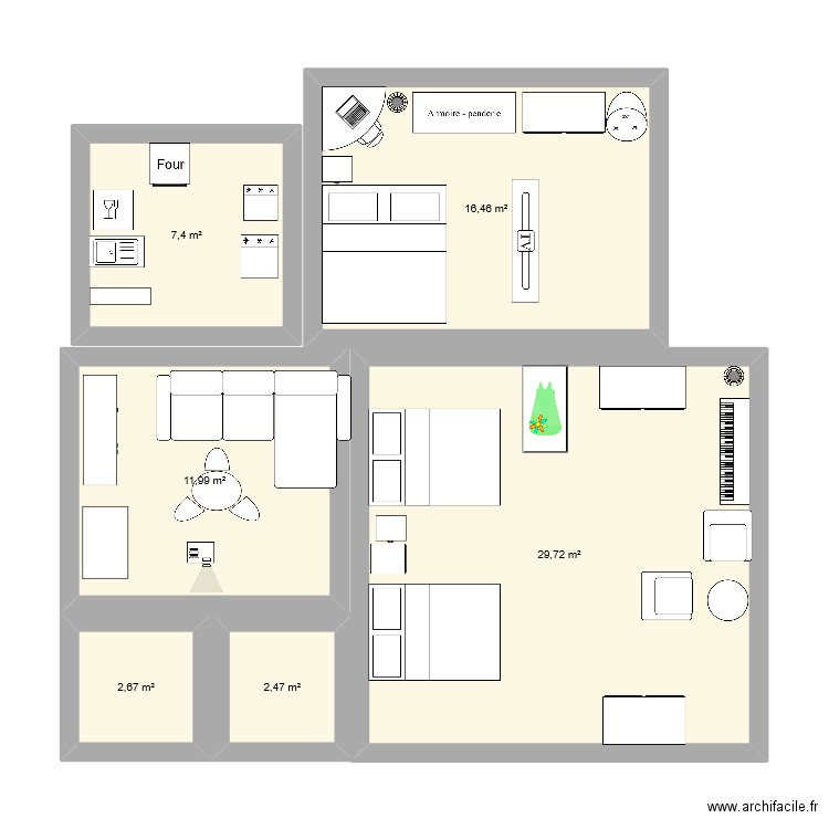 maison. Plan de 6 pièces et 71 m2