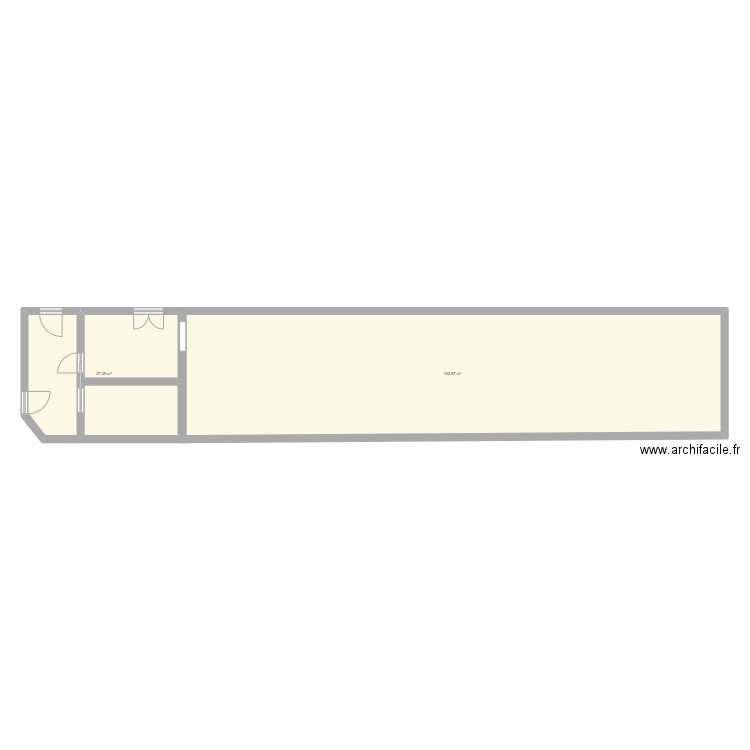 RDC . Plan de 2 pièces et 131 m2