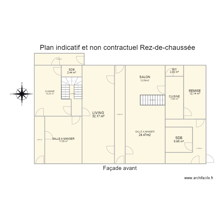 senzeilles rez. Plan de 15 pièces et 176 m2