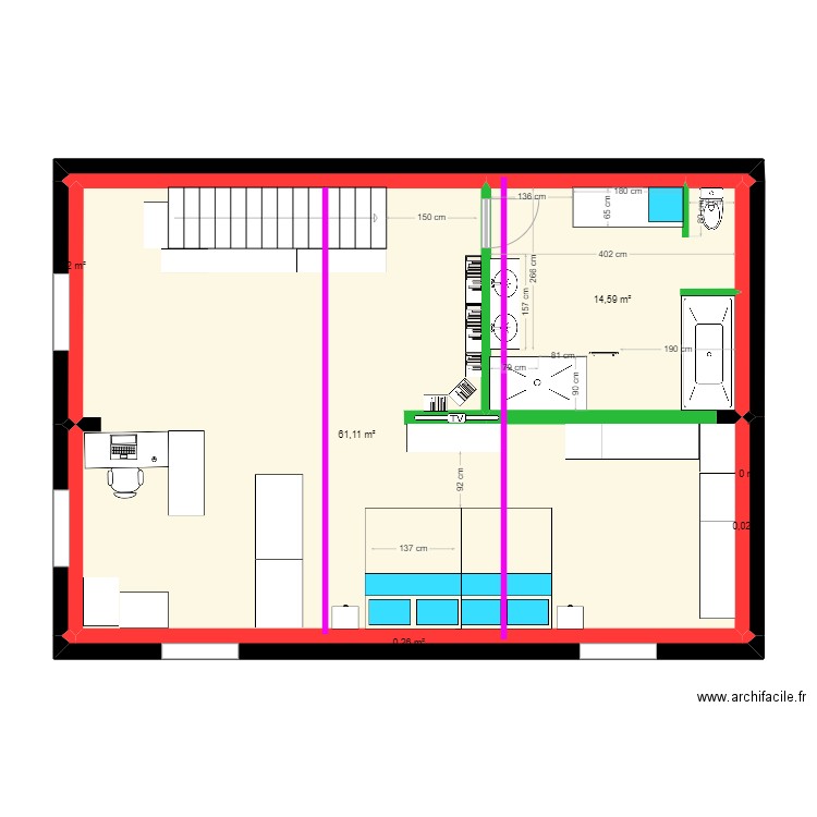 Lamarche4. Plan de 6 pièces et 76 m2