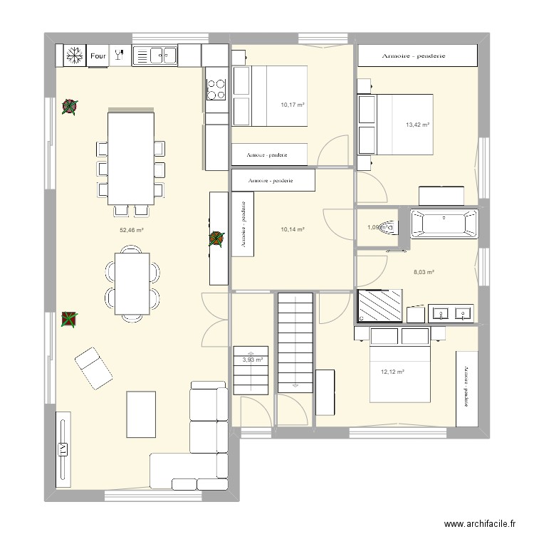 Maison Pfaffenheim plan modifié 2. Plan de 10 pièces et 115 m2