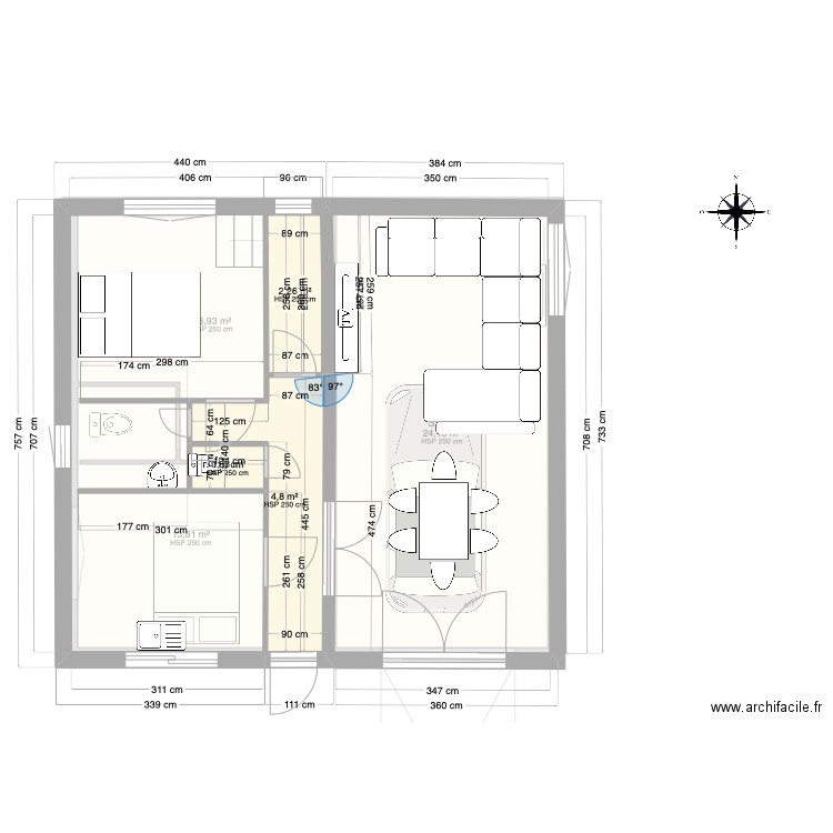 MAISON EXISTANTE. Plan de 6 pièces et 60 m2