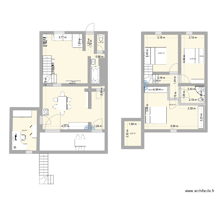 maison auzat. Plan de 7 pièces et 107 m2