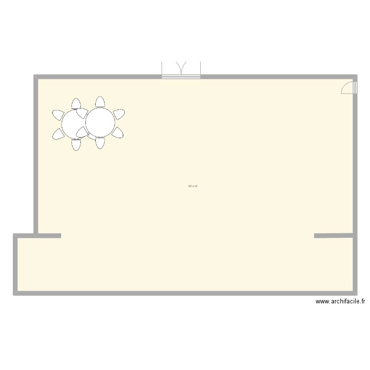 Plan de table. Plan de 1 pièce et 301 m2