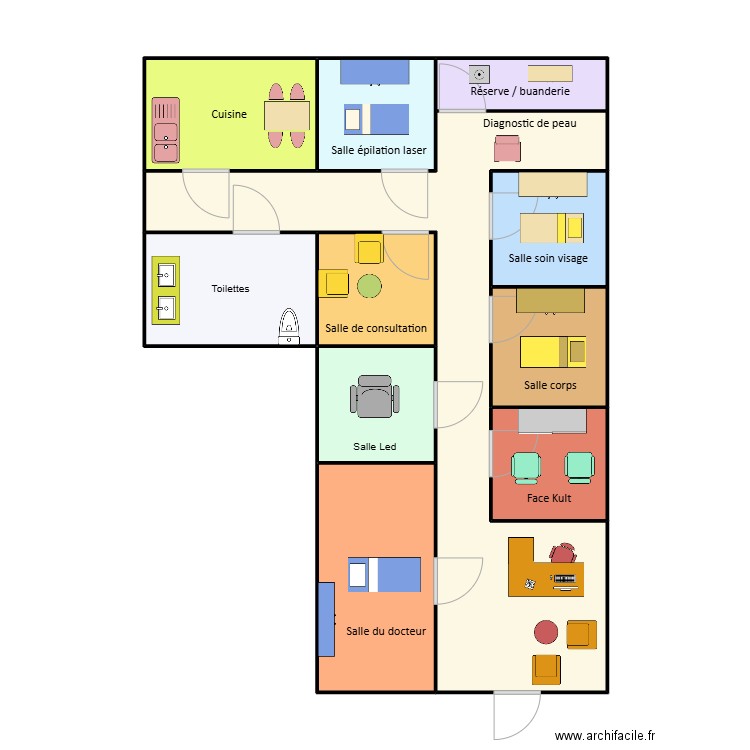 Aesthe nouveau. Plan de 11 pièces et 68 m2