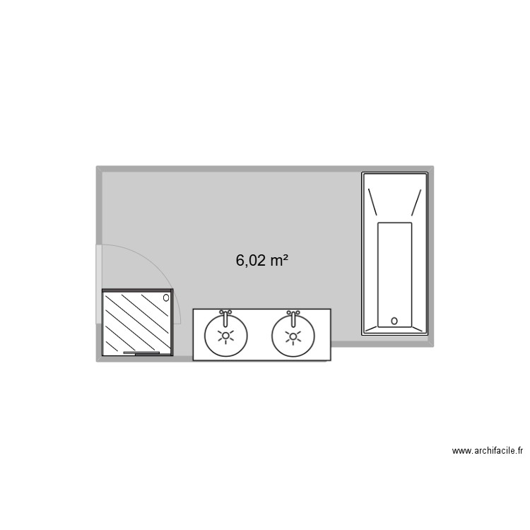 sdb1. Plan de 1 pièce et 6 m2