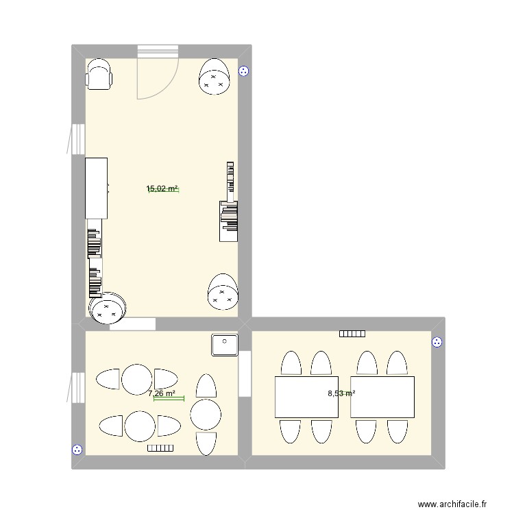 Bibliothèque, travail de Lucie c. Plan de 3 pièces et 31 m2