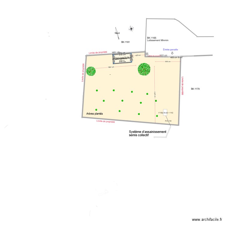 Plan de masse bungalow 18 m2 v2. Plan de 1 pièce et 17 m2