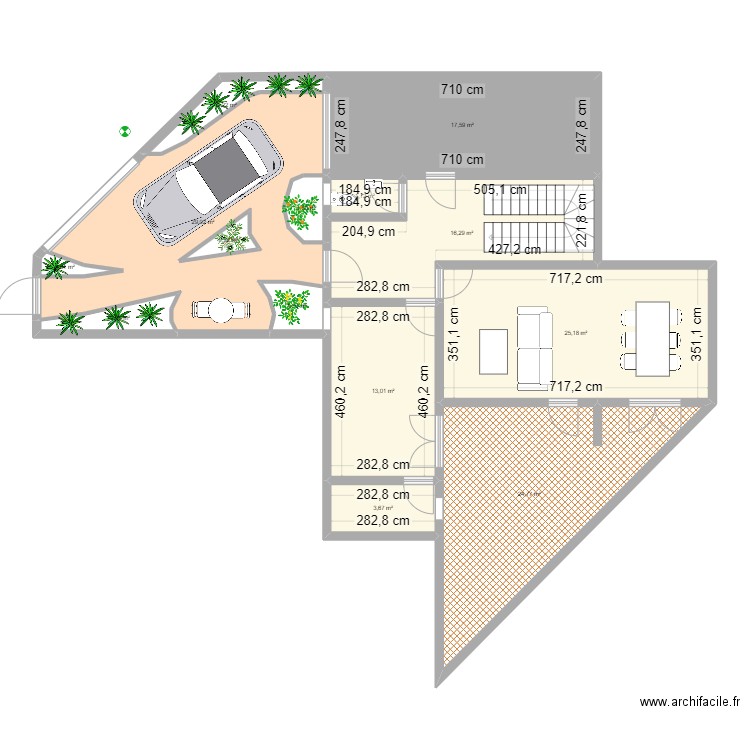 Planta baja. Plan de 14 pièces et 142 m2