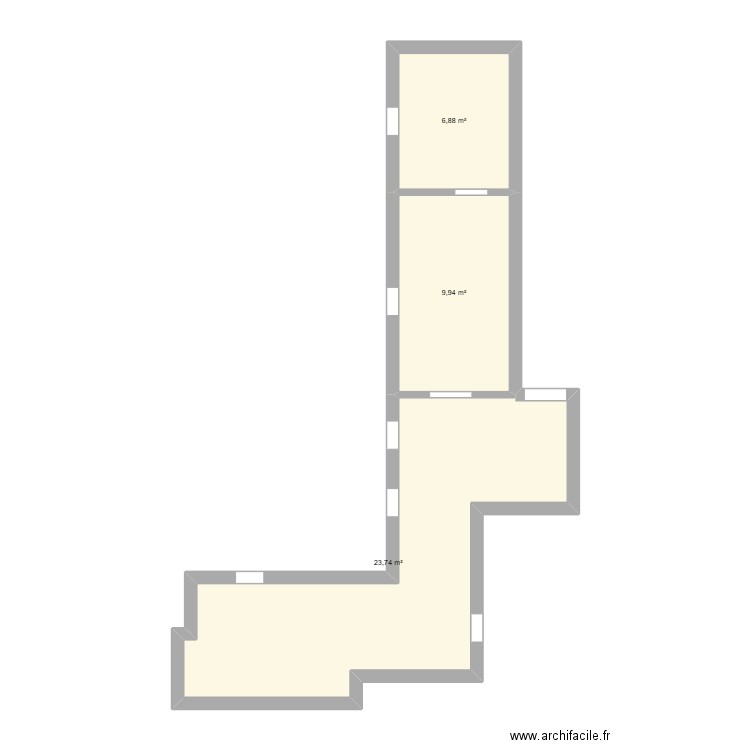 Mesured. Plan de 3 pièces et 41 m2