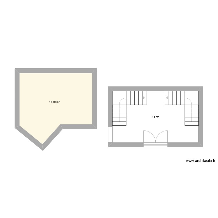 Maison. Plan de 2 pièces et 29 m2