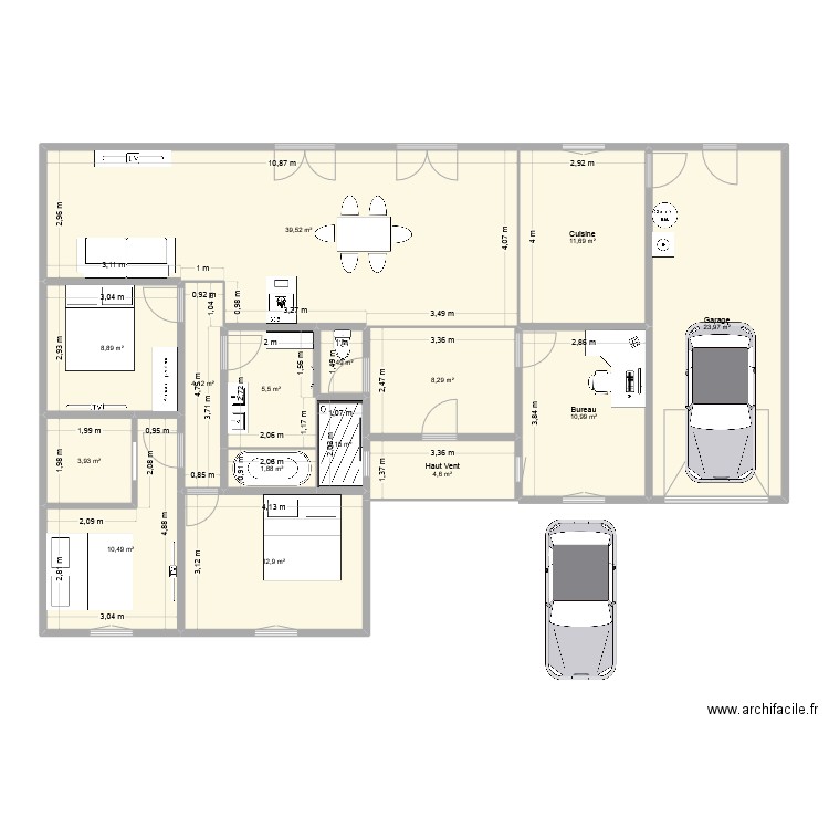 PROJET 2. Plan de 15 pièces et 150 m2