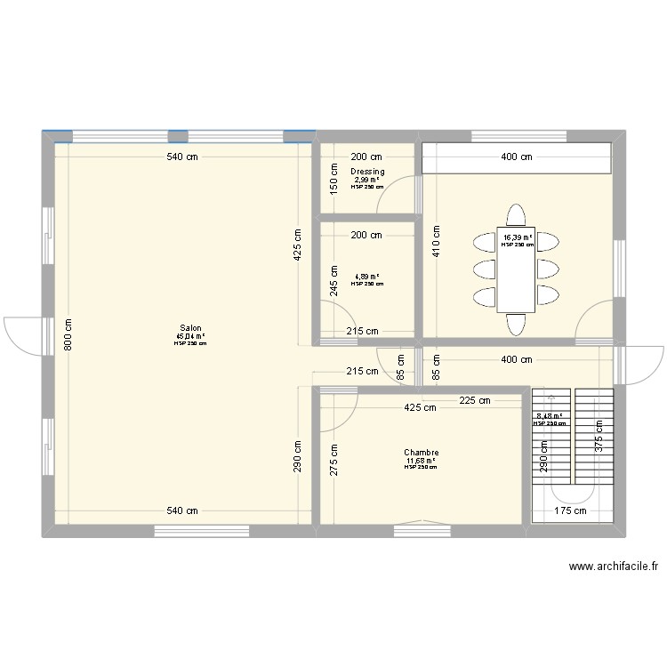 test. Plan de 6 pièces et 89 m2