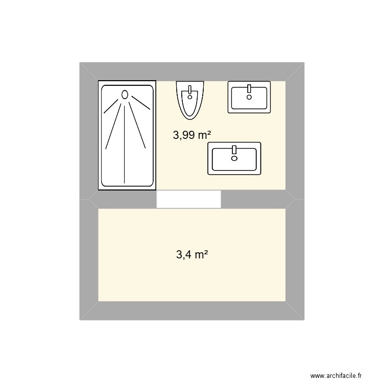 salle de bain et de lavage. Plan de 2 pièces et 7 m2