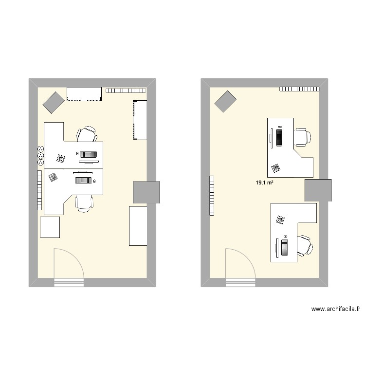 Bureau RDC petit saurupt . Plan de 2 pièces et 38 m2