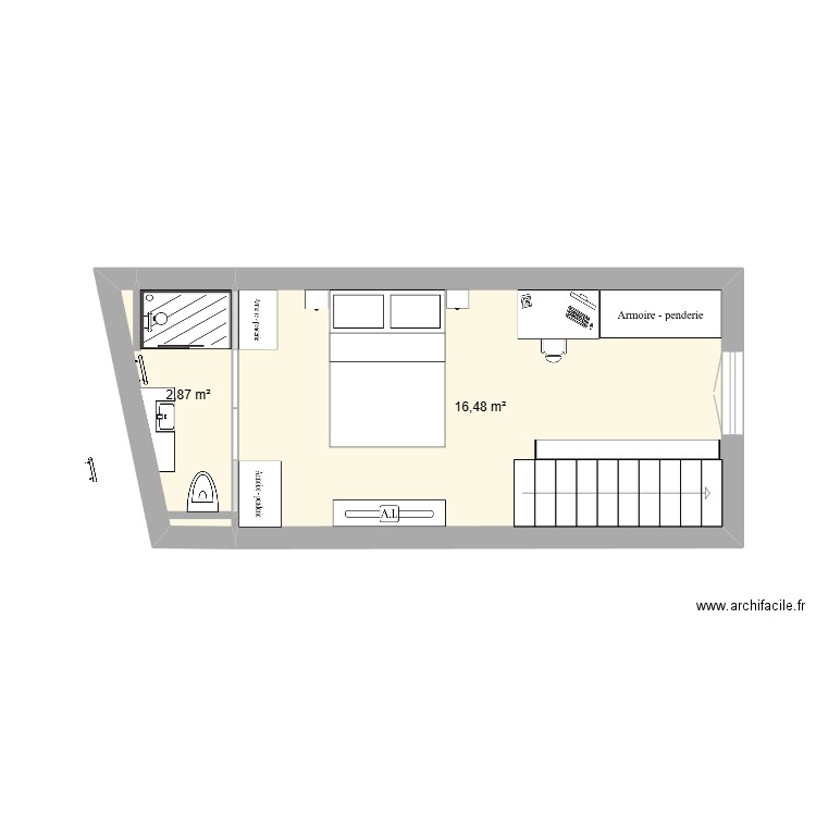 plan viel antibes salon. Plan de 2 pièces et 19 m2