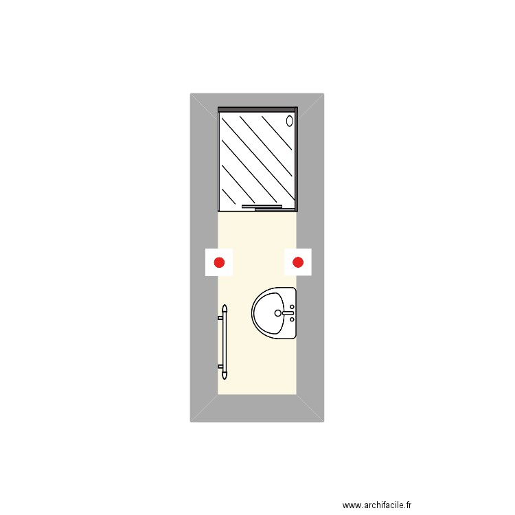 sdb chambre Francis. Plan de 1 pièce et 2 m2