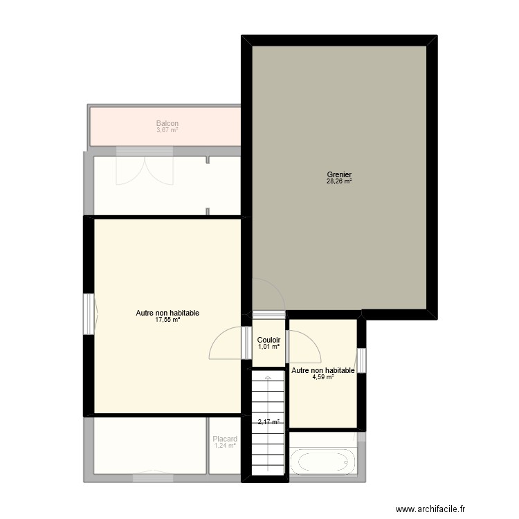 serrafino t3 duplex. Plan de 16 pièces et 141 m2