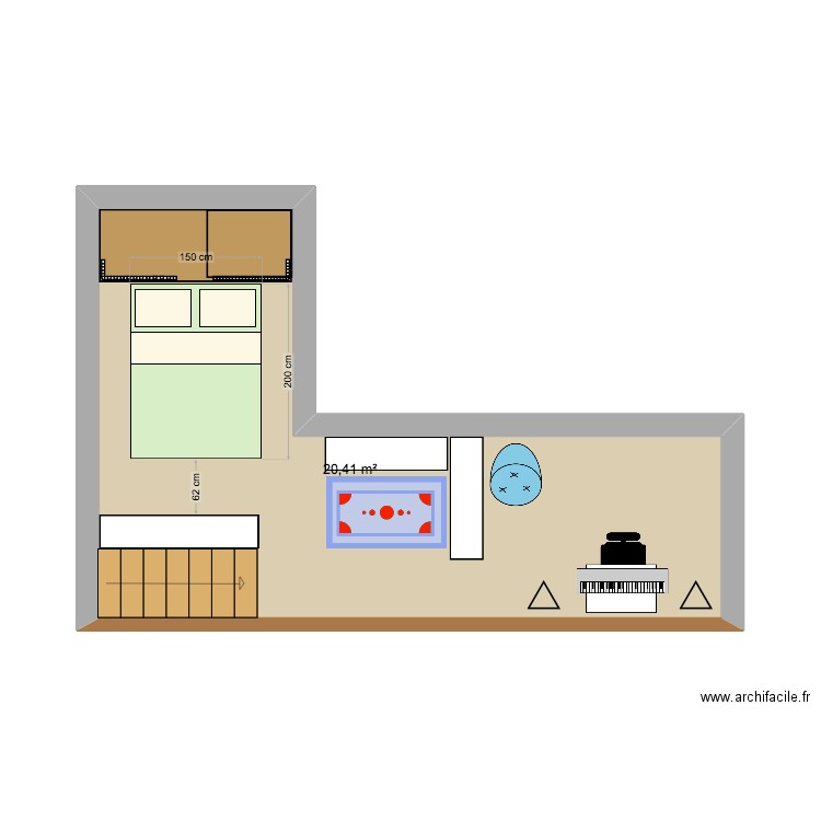 LES JEN 1. Plan de 1 pièce et 20 m2