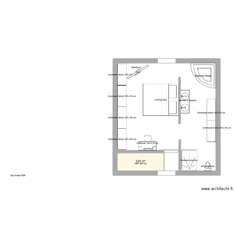 1er etage INTERIEUR. Plan de 6 pièces et 57 m2